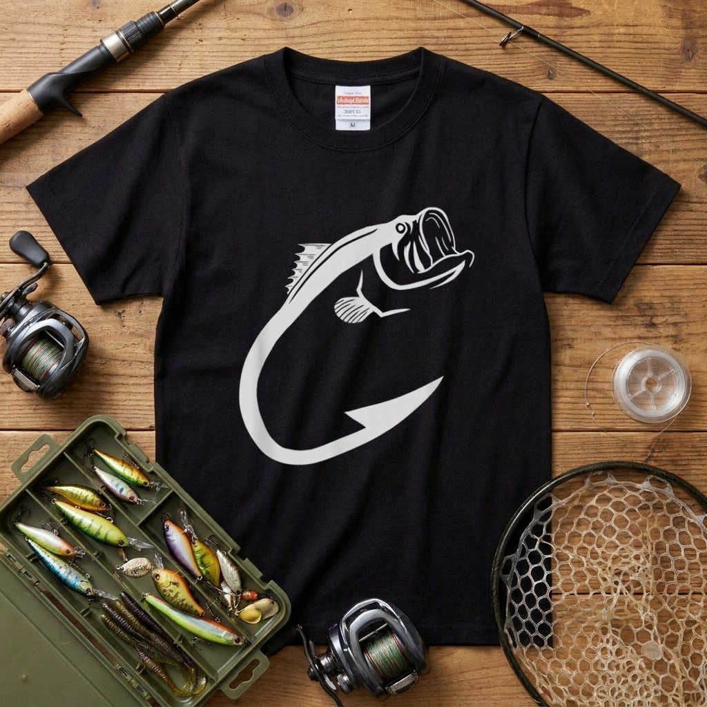 ブラックバス フック アート Tシャツ - バスフィッシング ウェア | CASTMODE