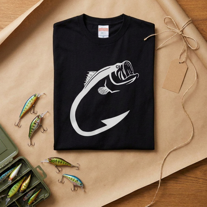 ブラックバス フック アート Tシャツ - バスフィッシング ウェア | CASTMODE