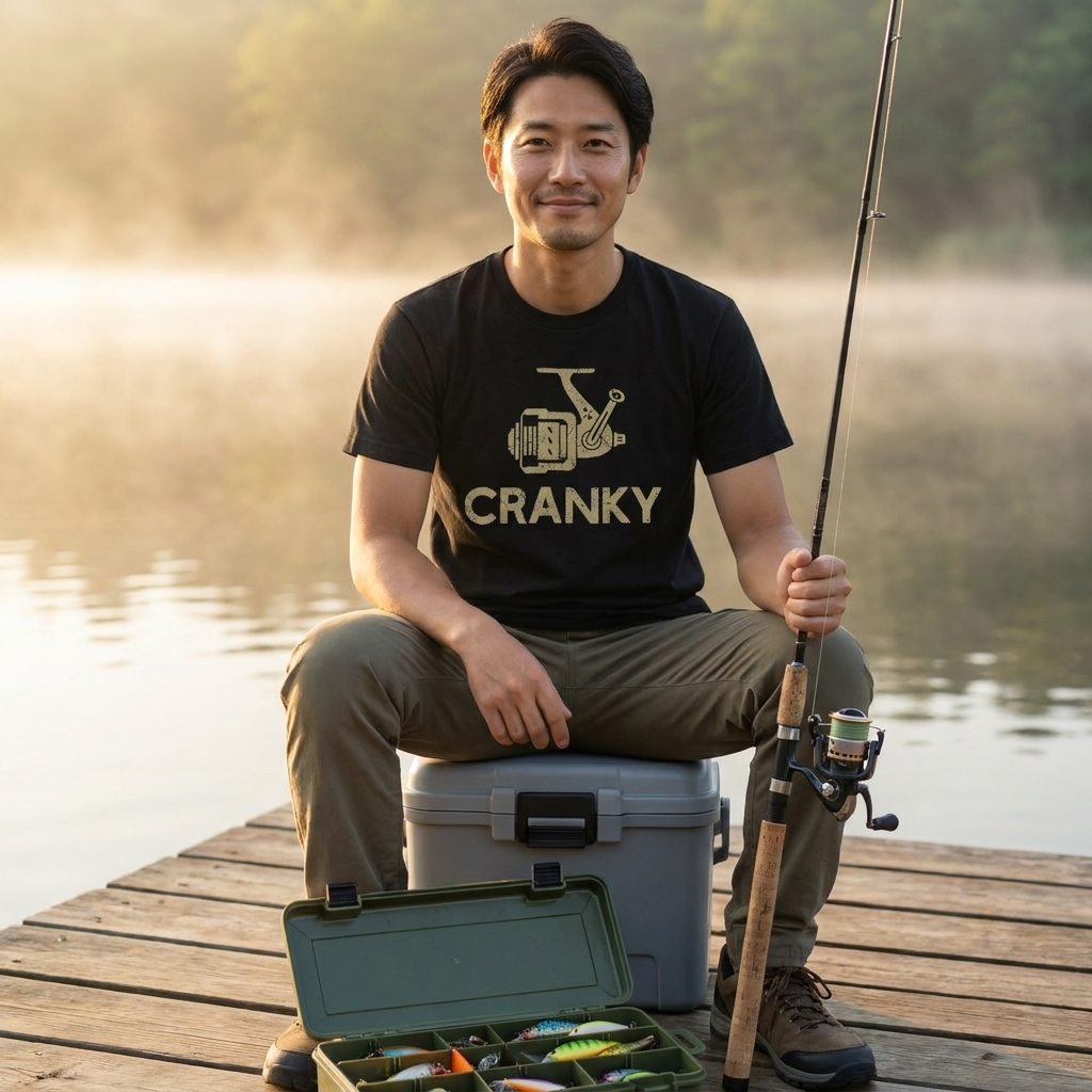 「CRANKY」スプーニング リール ヴィンテージ 釣り Tシャツ - 釣り 服 | CASTMODE