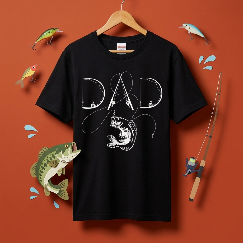 「DAD」釣り竿 アート Tシャツ - 父の日 釣り好き ギフト | CASTMODE