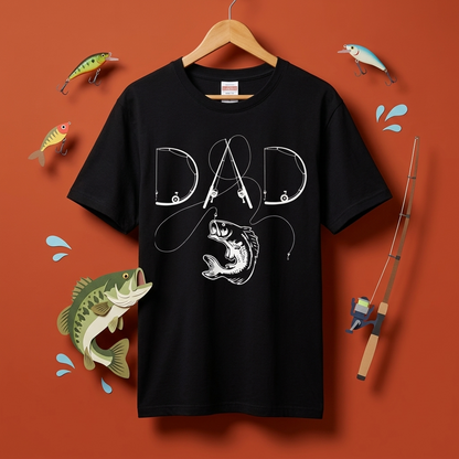「DAD」釣り竿 アート Tシャツ - 父の日 釣り好き ギフト | CASTMODE