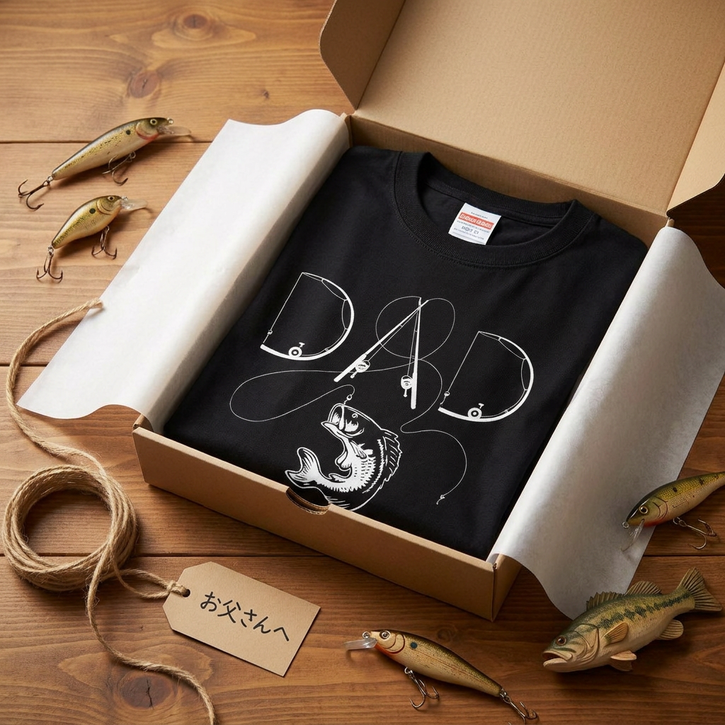 「DAD」釣り竿 アート Tシャツ - 父の日 釣り好き ギフト | CASTMODE