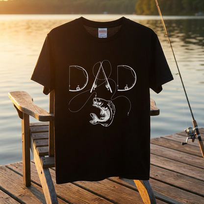 「DAD」釣り竿 アート Tシャツ - 父の日 釣り好き ギフト | CASTMODE