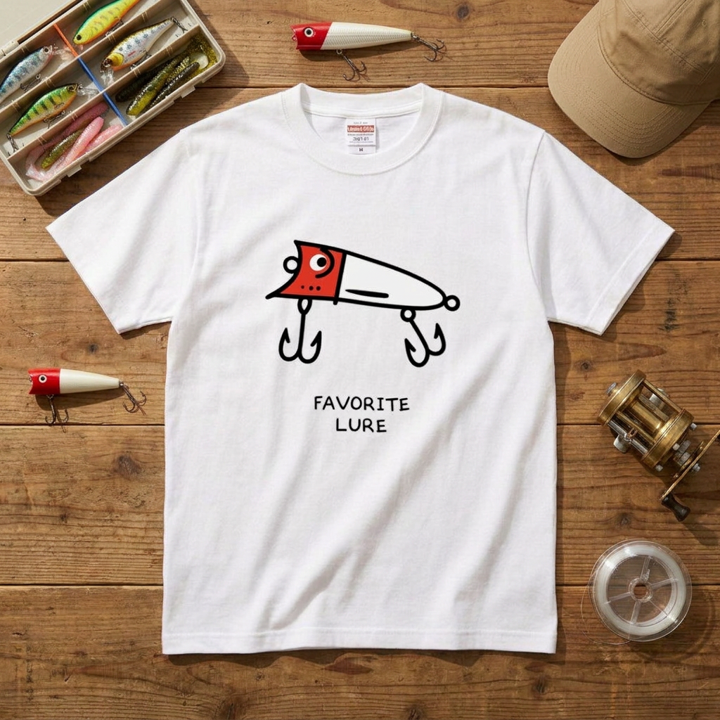 「FAVORITE LURE」レッドヘッド ポッパー Tシャツ