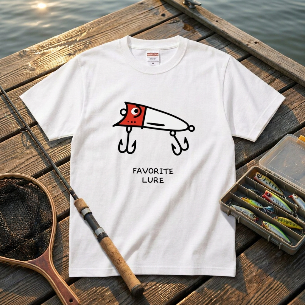 「FAVORITE LURE」レッドヘッド ポッパー Tシャツ