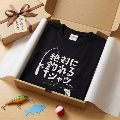 「絶対に釣れるTシャツ（たぶん）」ネタTシャツ