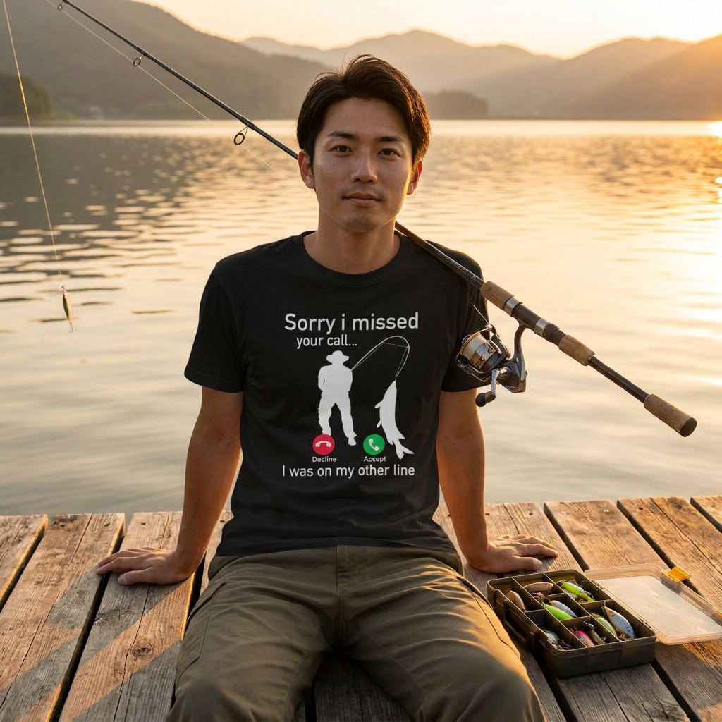 「Sorry I missed your call」釣りユーモアTシャツ | CASTMODE