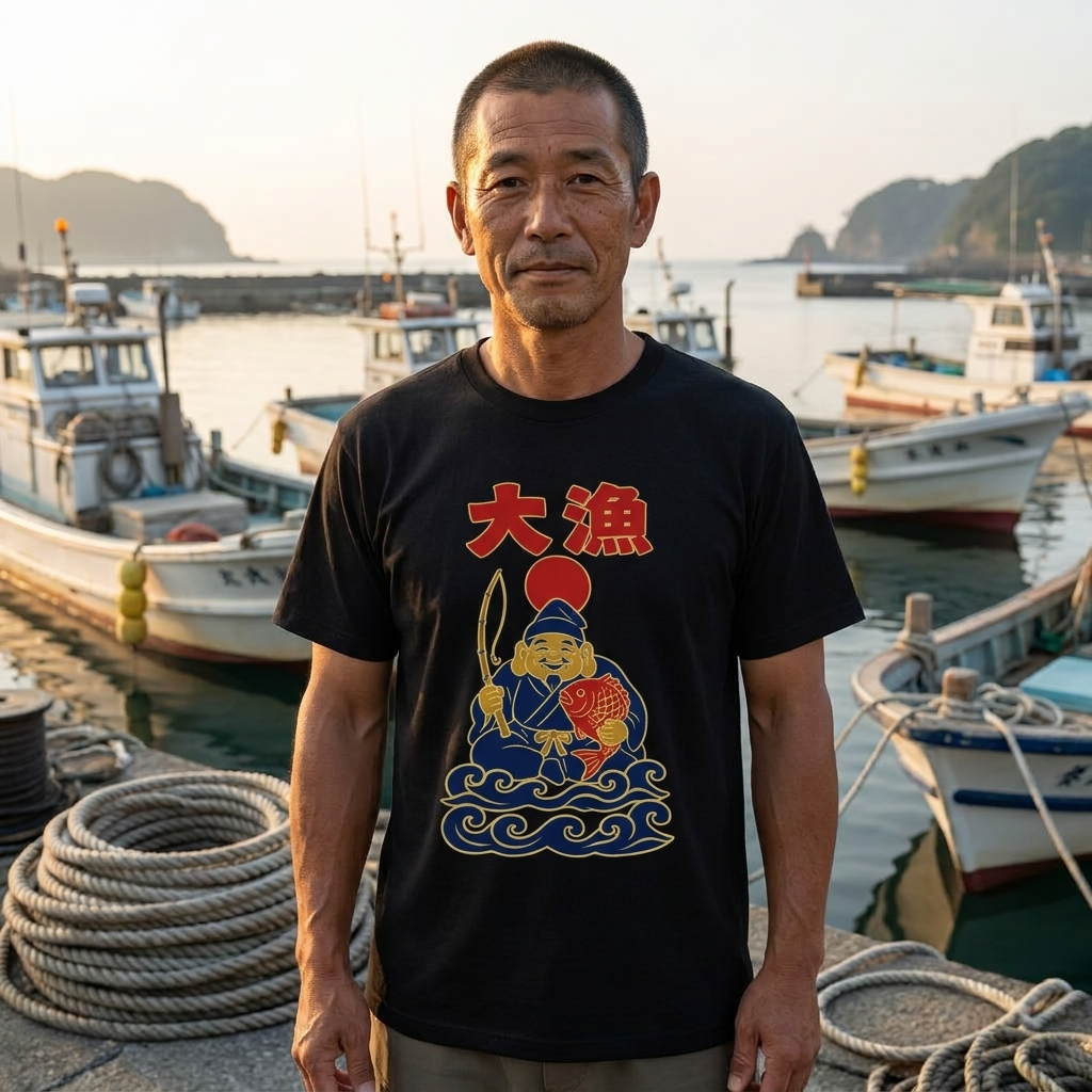 大漁旗 恵比寿と鯛 Tシャツ｜父の日・新築祝いギフト | CASTMODE