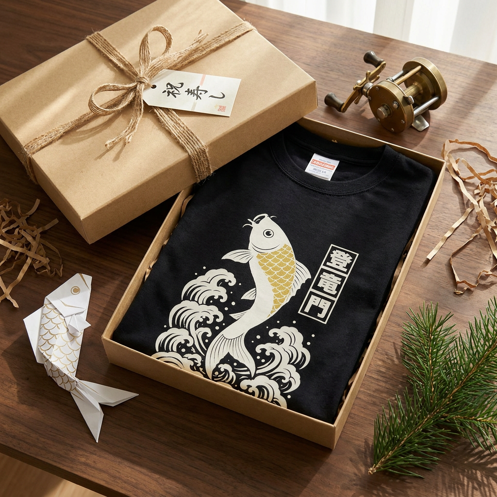 登竜門 鯉と荒磯 Tシャツ｜昇進祝い・還暦祝いギフト｜CASTMODE