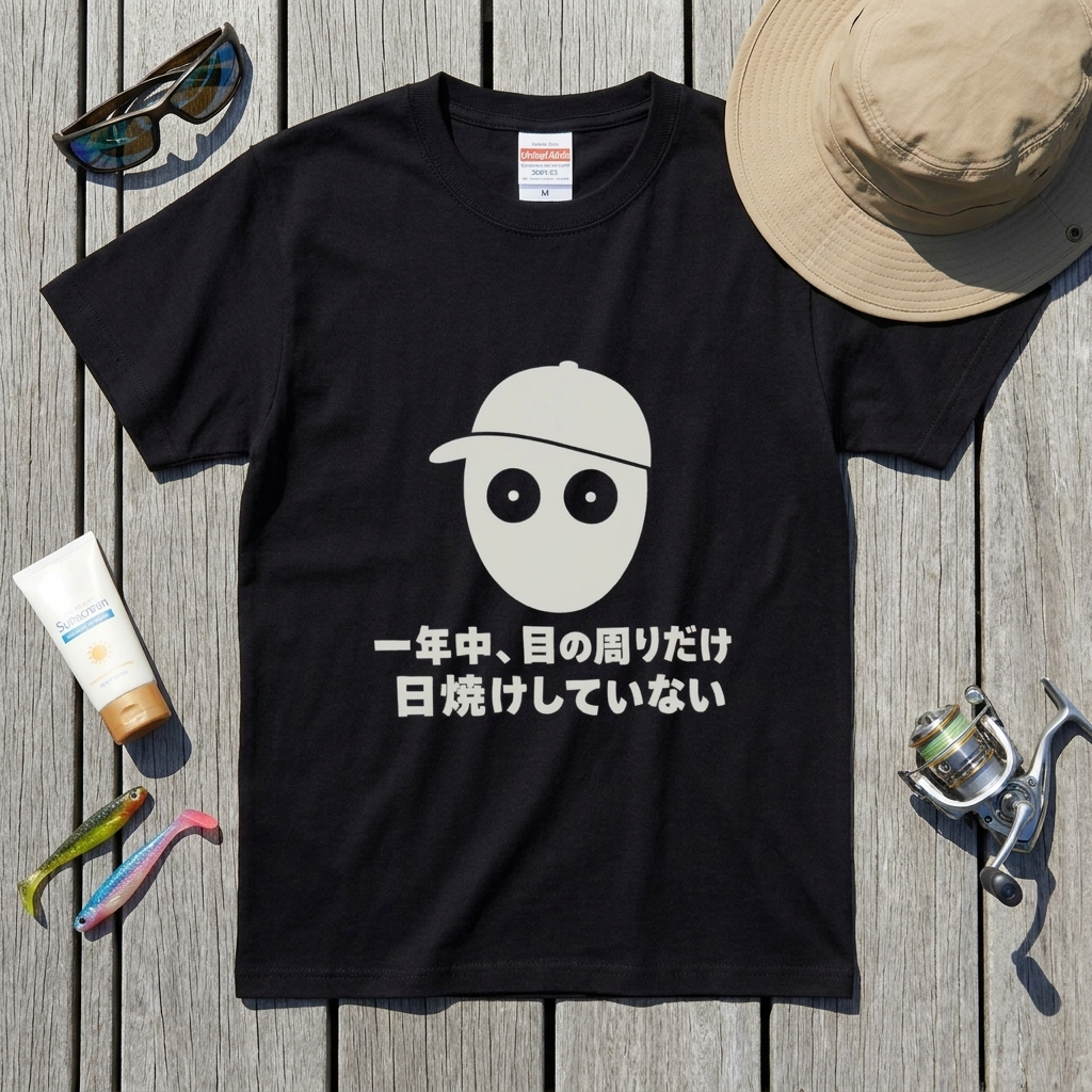一年中、目の周りだけ日焼けしていない Tシャツ｜釣り人あるある