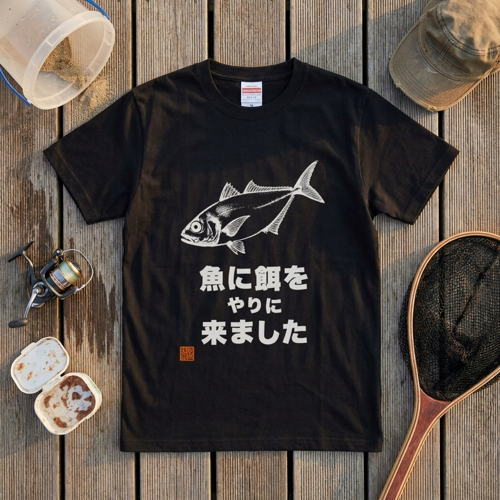 魚に餌をやりに来ましたTシャツ｜ボウズの日の名言 | CASTMODE