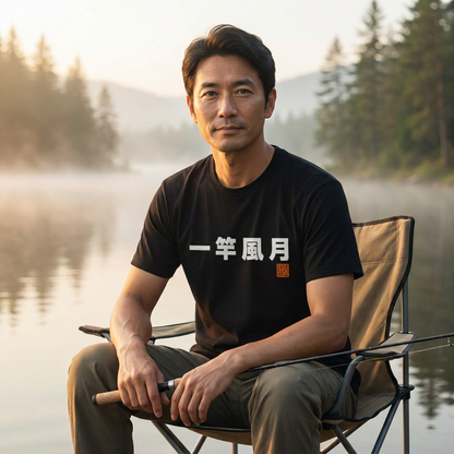 一竿風月 Tシャツ｜四字熟語 胸ワンポイント 釣り人の粋 | CASTMODE