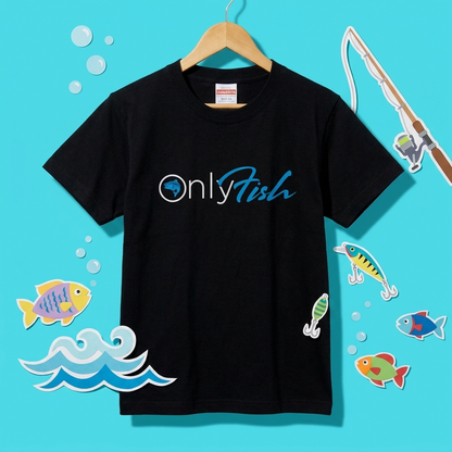 【OnlyFish】おもしろパロディロゴ 釣り黒Tシャツ | CASTMODE