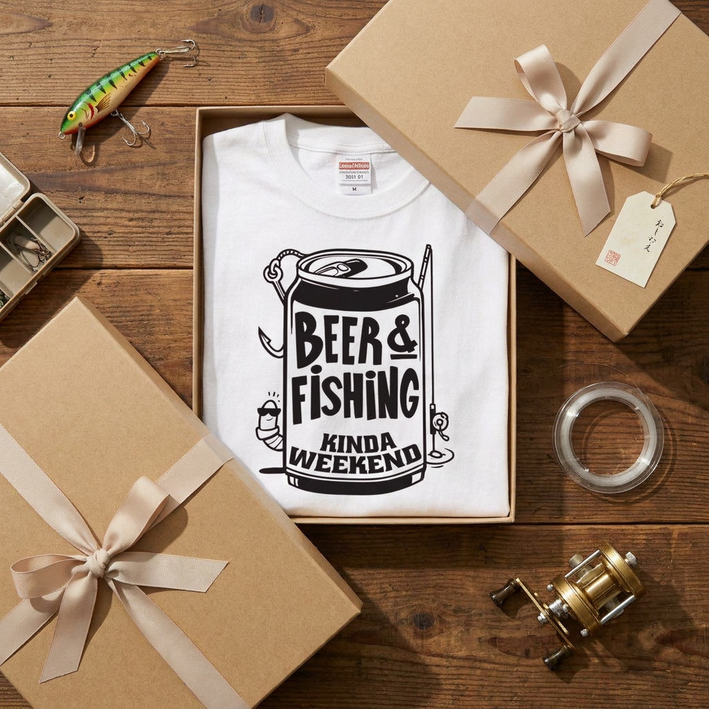 【BEER & FISHING KINDA WEEKEND】おしゃれ 釣り白Tシャツ | CASTMODE