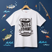 【BEER & FISHING KINDA WEEKEND】おしゃれ 釣り白Tシャツ | CASTMODE