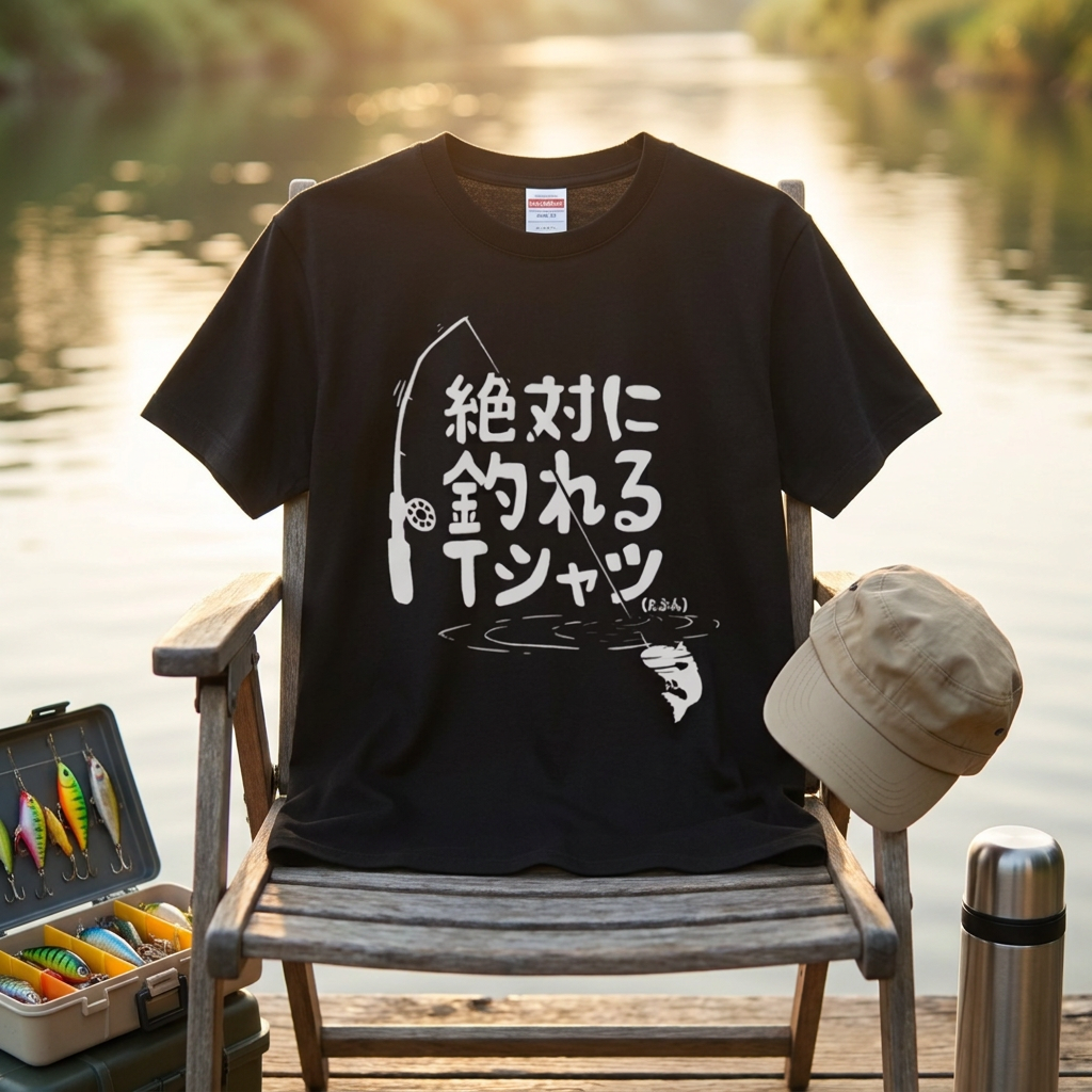 「絶対に釣れるTシャツ（たぶん）」ネタTシャツ